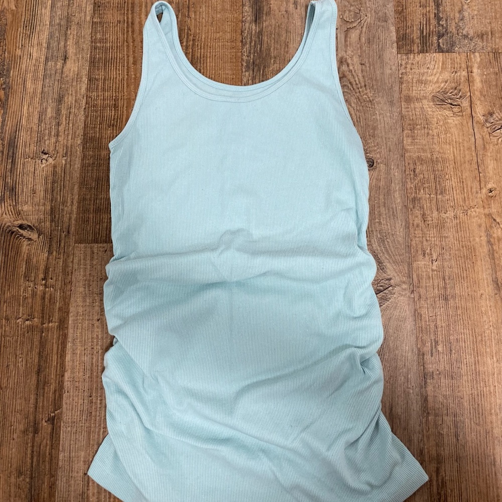 Maternity first layer rib-knit side-shirred tank top